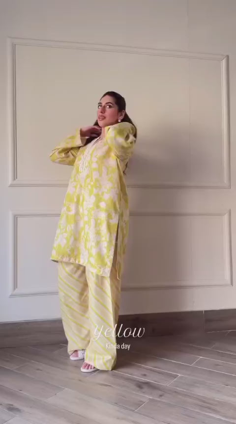 Elegant Unstitched 3-Piece Lawn Suit (Yellow) – Premium Summer Collection | Mirha by .A